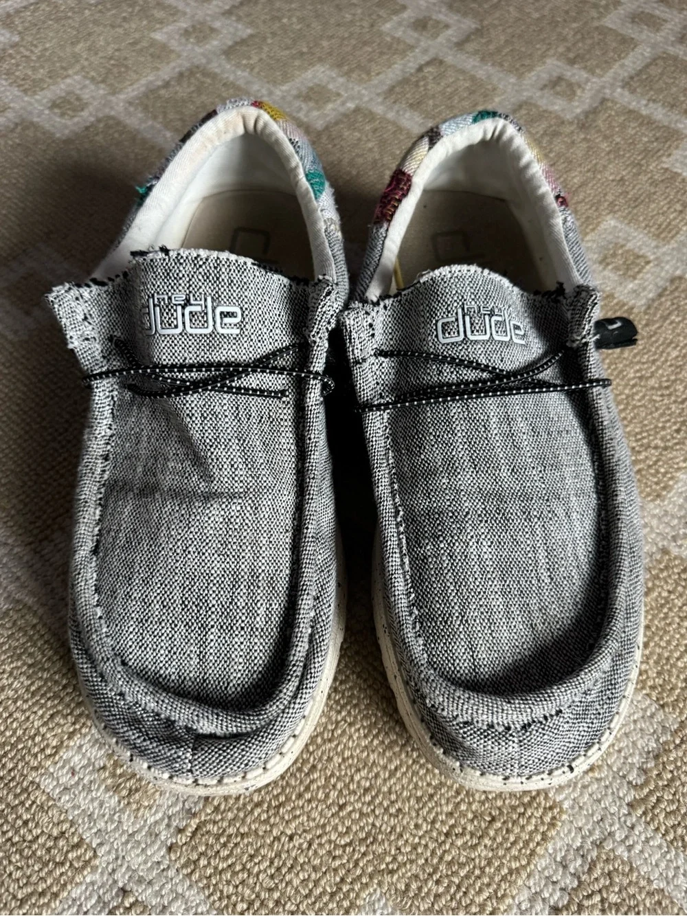 Hey Dude Wally Funk Grey Tribal Slip On Loafers Casual Shoes Men’s US 10